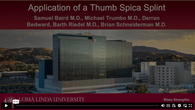 Application of Thumb Spica Splint